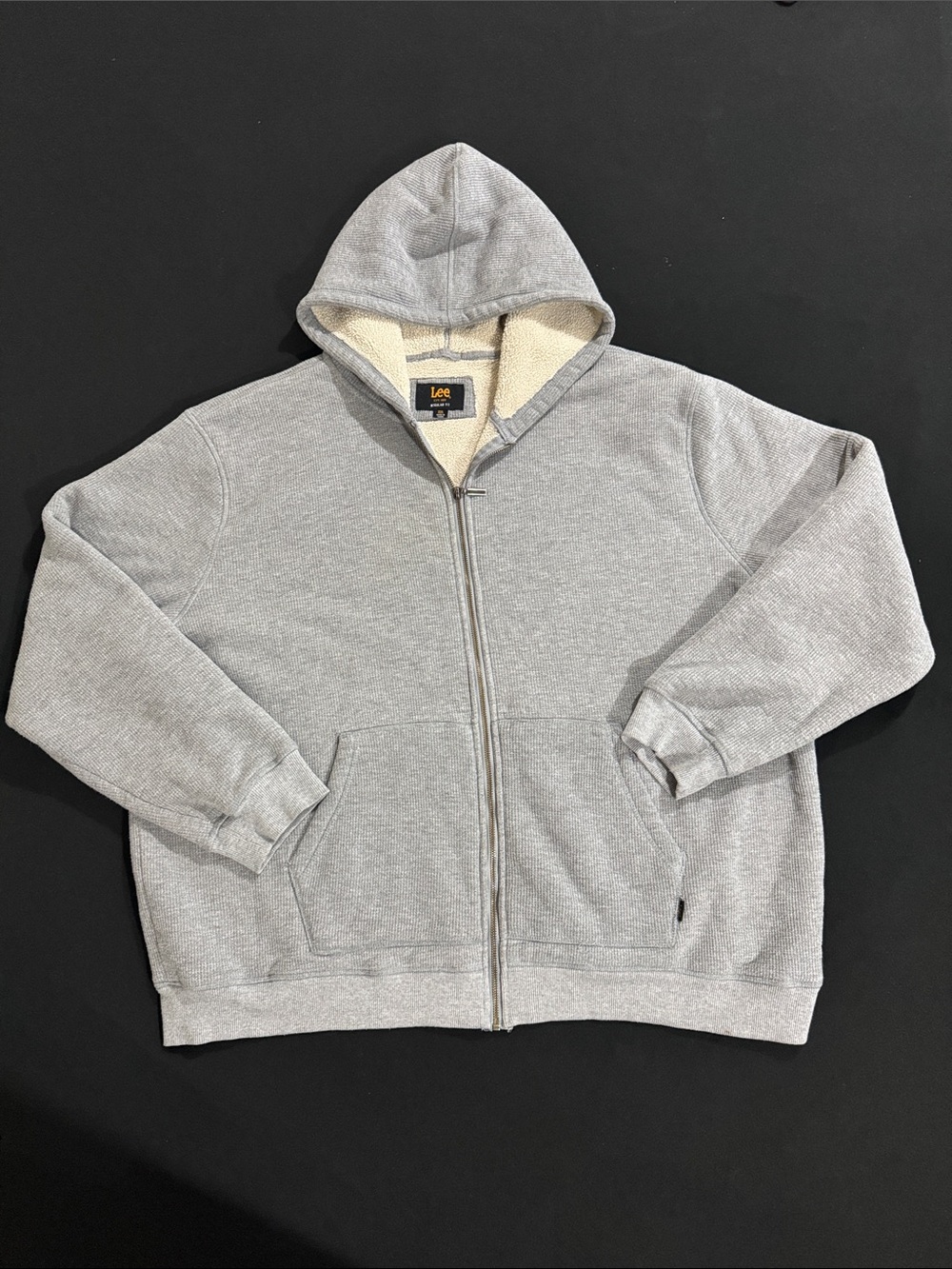 Men's Light Gray Sherpa-Lined Full-Zip Heavyweight Lee Hoodie